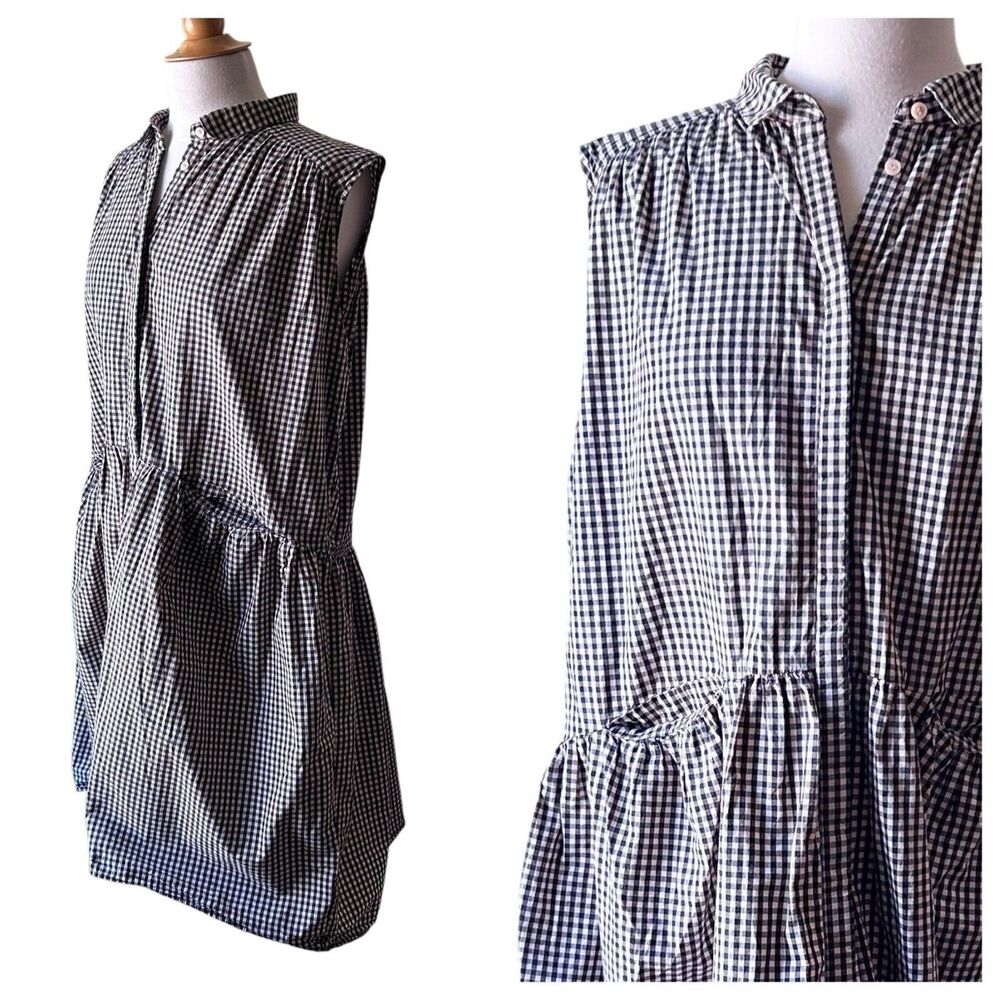 MONKI Gingham Seekersucker Black And white Sleeveless Dress